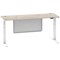Air Modesty 1800mm Slim Rectangular Height Adjustable Desk, White Leg & Modesty Panel, Grey Oak