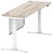 Air Modesty 1800mm Slim Rectangular Height Adjustable Desk, White Leg & Modesty Panel, Grey Oak