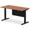 Air Modesty 1600mm Rectangular Height Adjustable Desk, Black Leg & Modesty Panel, Walnut