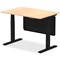 Air Modesty 1200mm Rectangular Height Adjustable Desk, Black Leg & Modesty Panel, Maple