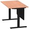 Air Modesty 1400mm Rectangular Cable Port Height Adjustable Desk, Black Leg & Modesty Panel, Beech