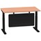 Air Modesty 1400mm Rectangular Cable Port Height Adjustable Desk, Black Leg & Modesty Panel, Beech