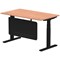Air Modesty 1400mm Rectangular Cable Port Height Adjustable Desk, Black Leg & Modesty Panel, Beech