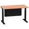 Air Modesty 1400mm Rectangular Cable Port Height Adjustable Desk, Black Leg & Modesty Panel, Beech