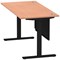 Air Modesty 1600mm Rectangular Cable Port Height Adjustable Desk, Black Leg & Modesty Panel, Beech