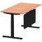 Air Modesty 1600mm Rectangular Cable Port Height Adjustable Desk, Black Leg & Modesty Panel, Beech