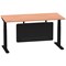 Air Modesty 1600mm Rectangular Cable Port Height Adjustable Desk, Black Leg & Modesty Panel, Beech