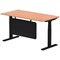 Air Modesty 1600mm Rectangular Cable Port Height Adjustable Desk, Black Leg & Modesty Panel, Beech