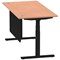 Air Modesty 1600mm Rectangular Cable Port Height Adjustable Desk, Black Leg & Modesty Panel, Beech