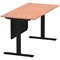 Air Modesty 1600mm Rectangular Cable Port Height Adjustable Desk, Black Leg & Modesty Panel, Beech
