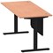 Air Modesty 1800mm Rectangular Cable Port Height Adjustable Desk, Black Leg & Modesty Panel, Beech