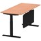 Air Modesty 1800mm Rectangular Cable Port Height Adjustable Desk, Black Leg & Modesty Panel, Beech