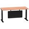 Air Modesty 1800mm Rectangular Cable Port Height Adjustable Desk, Black Leg & Modesty Panel, Beech