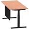 Air Modesty 1800mm Rectangular Cable Port Height Adjustable Desk, Black Leg & Modesty Panel, Beech