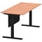 Air Modesty 1800mm Rectangular Cable Port Height Adjustable Desk, Black Leg & Modesty Panel, Beech