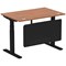 Air Modesty 1200mm Rectangular Cable Port Height Adjustable Desk, Black Leg & Modesty Panel, Walnut