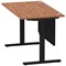 Air Modesty 1400mm Rectangular Cable Port Height Adjustable Desk, Black Leg & Modesty Panel, Walnut