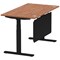 Air Modesty 1400mm Rectangular Cable Port Height Adjustable Desk, Black Leg & Modesty Panel, Walnut