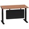 Air Modesty 1400mm Rectangular Cable Port Height Adjustable Desk, Black Leg & Modesty Panel, Walnut