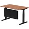 Air Modesty 1400mm Rectangular Cable Port Height Adjustable Desk, Black Leg & Modesty Panel, Walnut
