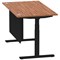Air Modesty 1400mm Rectangular Cable Port Height Adjustable Desk, Black Leg & Modesty Panel, Walnut