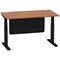 Air Modesty 1400mm Rectangular Cable Port Height Adjustable Desk, Black Leg & Modesty Panel, Walnut