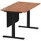 Air Modesty 1400mm Rectangular Cable Port Height Adjustable Desk, Black Leg & Modesty Panel, Walnut