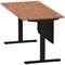 Air Modesty 1600mm Rectangular Cable Port Height Adjustable Desk, Black Leg & Modesty Panel, Walnut