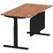 Air Modesty 1600mm Rectangular Cable Port Height Adjustable Desk, Black Leg & Modesty Panel, Walnut
