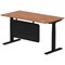 Air Modesty 1600mm Rectangular Cable Port Height Adjustable Desk, Black Leg & Modesty Panel, Walnut