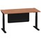 Air Modesty 1600mm Rectangular Cable Port Height Adjustable Desk, Black Leg & Modesty Panel, Walnut