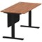 Air Modesty 1600mm Rectangular Cable Port Height Adjustable Desk, Black Leg & Modesty Panel, Walnut