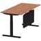 Air Modesty 1800mm Rectangular Cable Port Height Adjustable Desk, Black Leg & Modesty Panel, Walnut