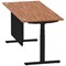 Air Modesty 1800mm Rectangular Cable Port Height Adjustable Desk, Black Leg & Modesty Panel, Walnut