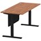 Air Modesty 1800mm Rectangular Cable Port Height Adjustable Desk, Black Leg & Modesty Panel, Walnut
