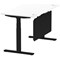 Air Modesty 1400mm Rectangular Cable Port Height Adjustable Desk, Black Leg & Modesty Panel, White