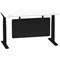 Air Modesty 1400mm Rectangular Cable Port Height Adjustable Desk, Black Leg & Modesty Panel, White