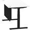Air Modesty 1400mm Rectangular Cable Port Height Adjustable Desk, Black Leg & Modesty Panel, White