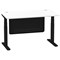 Air Modesty 1400mm Rectangular Cable Port Height Adjustable Desk, Black Leg & Modesty Panel, White