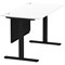 Air Modesty 1400mm Rectangular Cable Port Height Adjustable Desk, Black Leg & Modesty Panel, White