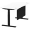 Air Modesty 1600mm Rectangular Cable Port Height Adjustable Desk, Black Leg & Modesty Panel, White