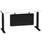 Air Modesty 1600mm Rectangular Cable Port Height Adjustable Desk, Black Leg & Modesty Panel, White