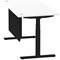 Air Modesty 1600mm Rectangular Cable Port Height Adjustable Desk, Black Leg & Modesty Panel, White