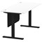Air Modesty 1600mm Rectangular Cable Port Height Adjustable Desk, Black Leg & Modesty Panel, White