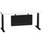 Air Modesty 1800mm Rectangular Cable Port Height Adjustable Desk, Black Leg & Modesty Panel, White