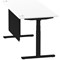 Air Modesty 1800mm Rectangular Cable Port Height Adjustable Desk, Black Leg & Modesty Panel, White