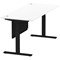 Air Modesty 1800mm Rectangular Cable Port Height Adjustable Desk, Black Leg & Modesty Panel, White