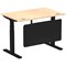 Air Modesty 1200mm Rectangular Cable Port Height Adjustable Desk, Black Leg & Modesty Panel, Maple