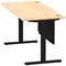 Air Modesty 1600mm Rectangular Cable Port Height Adjustable Desk, Black Leg & Modesty Panel, Maple