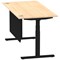 Air Modesty 1600mm Rectangular Cable Port Height Adjustable Desk, Black Leg & Modesty Panel, Maple